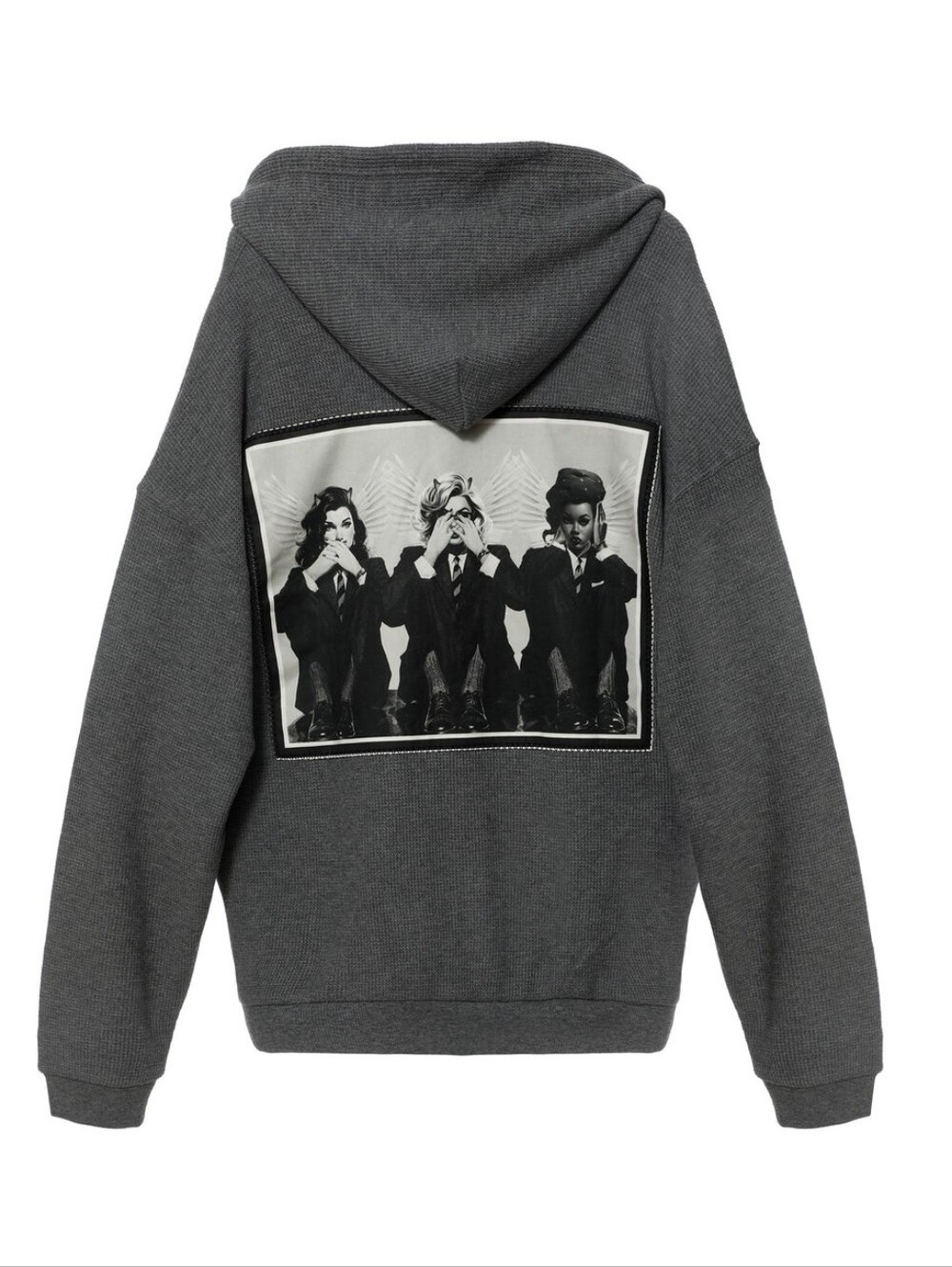 Boys Lie-Waffle Zip Hoodie in Black and Gray-ROSE COLORED EYES